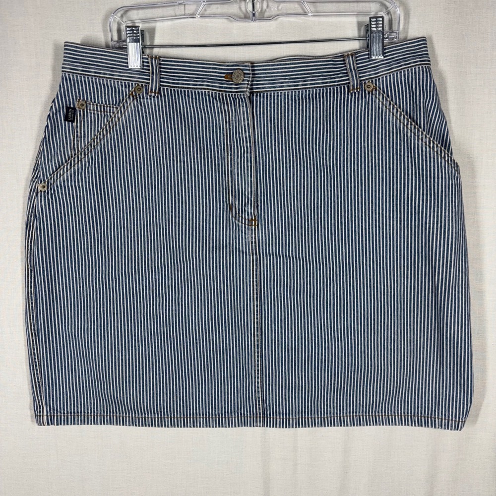 Vintage LRL HickoryStripe Denim Skirt Womens 16 Railroad Stripe